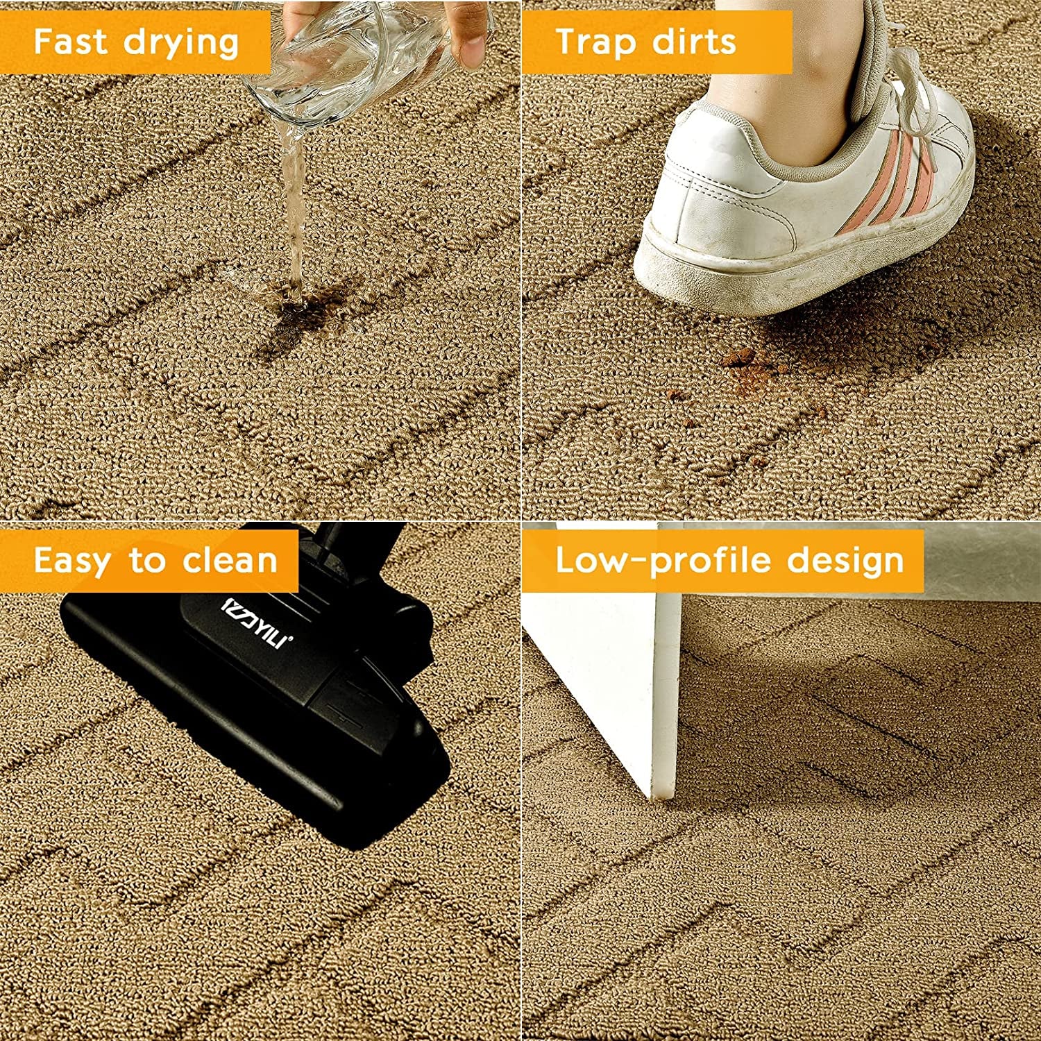 Indoor Doormat, Front Back Door Mat Rubber Backing Non Slip Door Mats 20”X31.5” Absorbent Resist Dirt Entrance Doormat inside Floor Mats for Entryway Machine Washable Low-Profile (Brown)