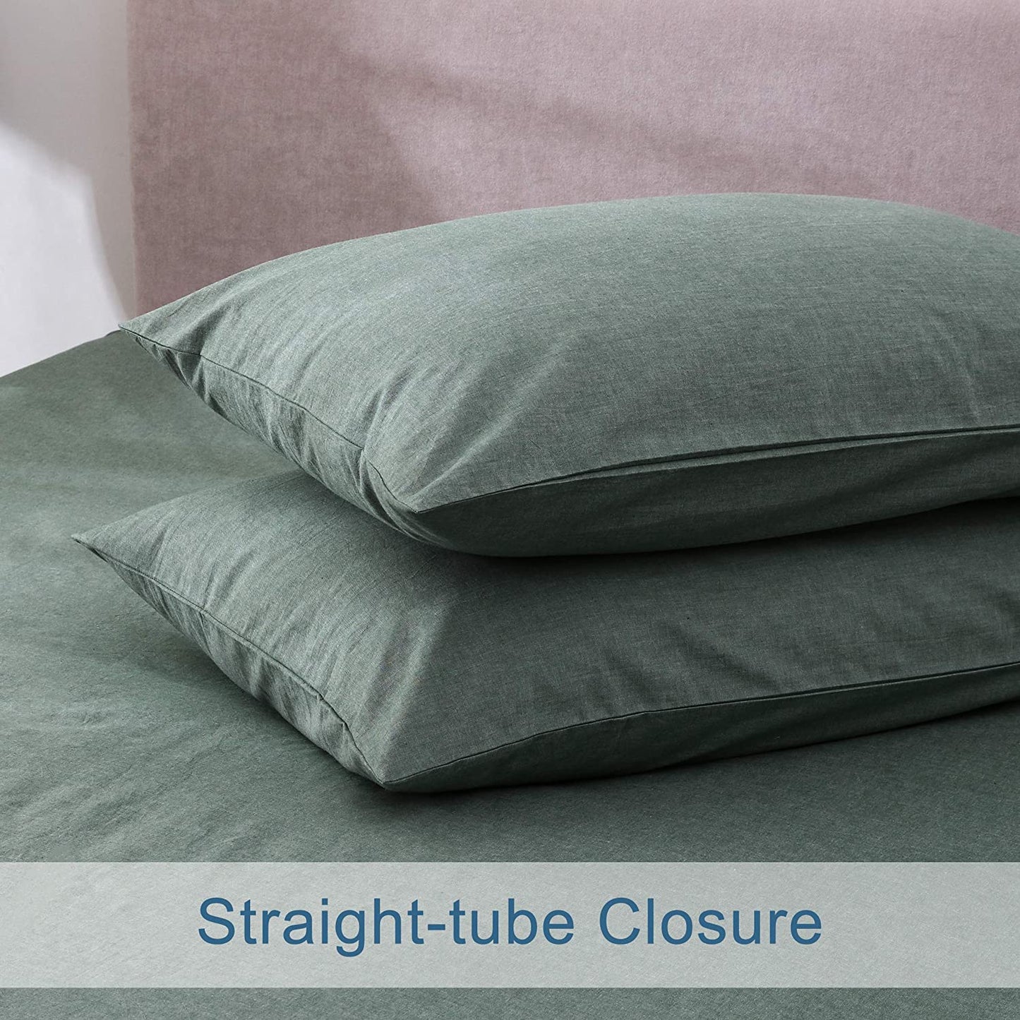 Ventidora Duvet Cover Set 100% Washed Cotton Linen-Like Texture 3 Piece Bedding Set Queen Size ,1200 Thread Count Luxury Soft and Comfortable,With Corner Ties(1 Duvet Cover+2 Pillowcases)