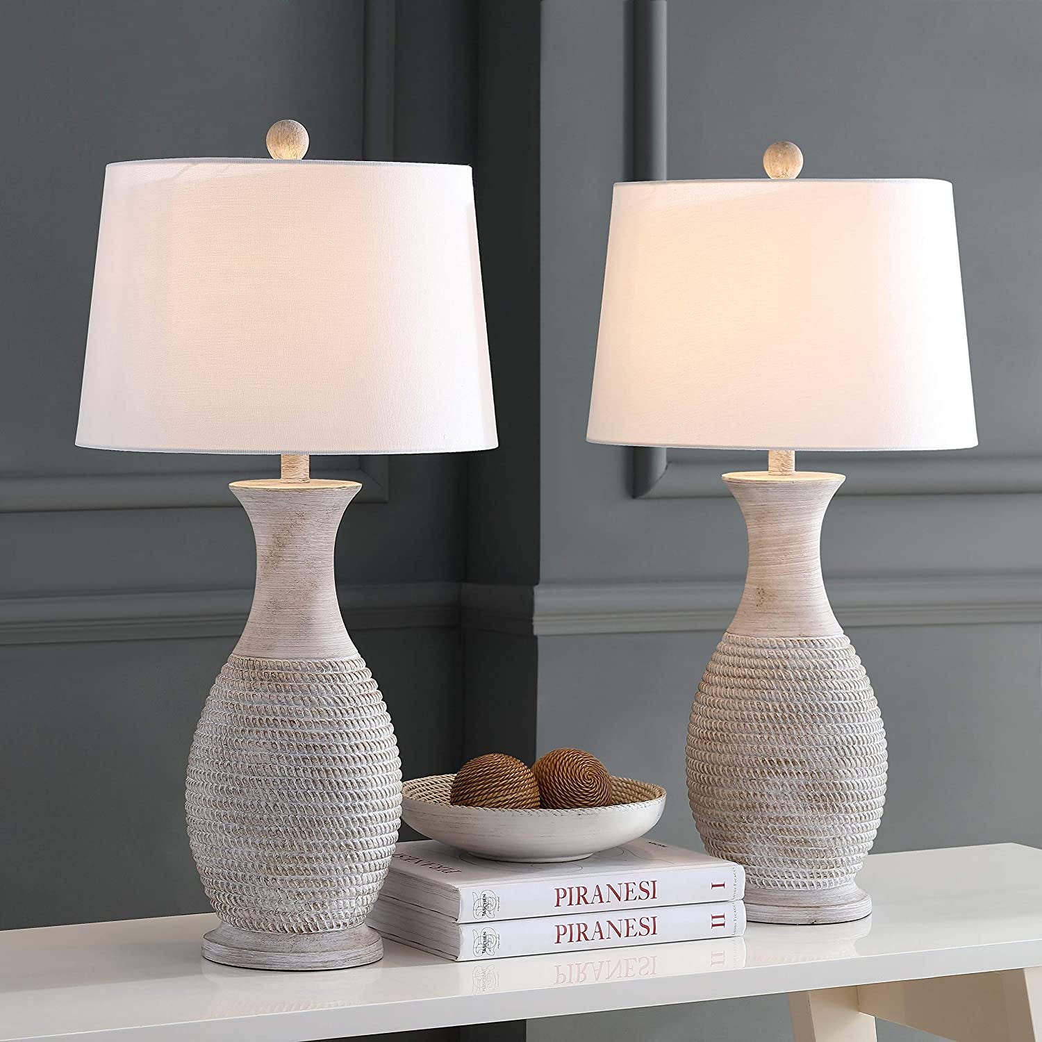 Lighting Collection Bentlee Rustic Grey 30-Inch Bedroom Living Room Home Office Desk Nightstand Table Lamp Set of 2 (LED Bulbs Included)