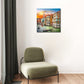Wall Art Decor Poster Painting on Canvas Print Pictures Scenic Views of Venice Canal Boat Italy Town Landscape Framed Picture for Home Decoration Living Room Artwork