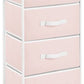 Mdesign Storage Dresser Furniture Unit - Tall Baby and Kid Standing Organizer Tower for Bedroom, Nursery, Playroom, and Closet - 4 Drawer Removable Fabric Bins - Pink/White