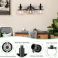 Bathroom Vanity Light Fixtures, Modern 3 Lights Wall Sconce Lighting Matte Black, Farmhouse Metal Wall Lamp with Globe Glass Shade, Porch Wall Mount Light Fixture for Mirror Cabinets Hallway Stairs