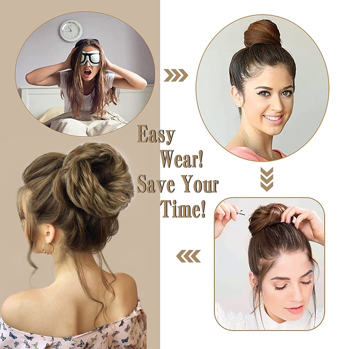 1PCS Messy Hair Bun Hair Scrunchies Extension Curly Wavy Messy Synthetic Chignon for Women Updo Hairpiece