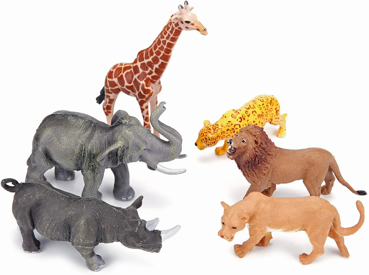 Safari Animals Figures Toys, Realistic Jumbo Wild Zoo Animals Figurines Large Plastic African Jungle Animals Playset with Elephant, Giraffe, Lion, Tiger, Gorilla for Kids Toddlers, 12 Piece Gift Set