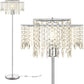 Double-Layer Lampshade Crystal Floor Lamp for Bedroom Modern Floor Lamp for Living Room,Elegant Standing Lamp,61.57" Tall Pole Lamp,Suitable for Bedroom,Living Room,Office,6W LED Bulb Included,Silver