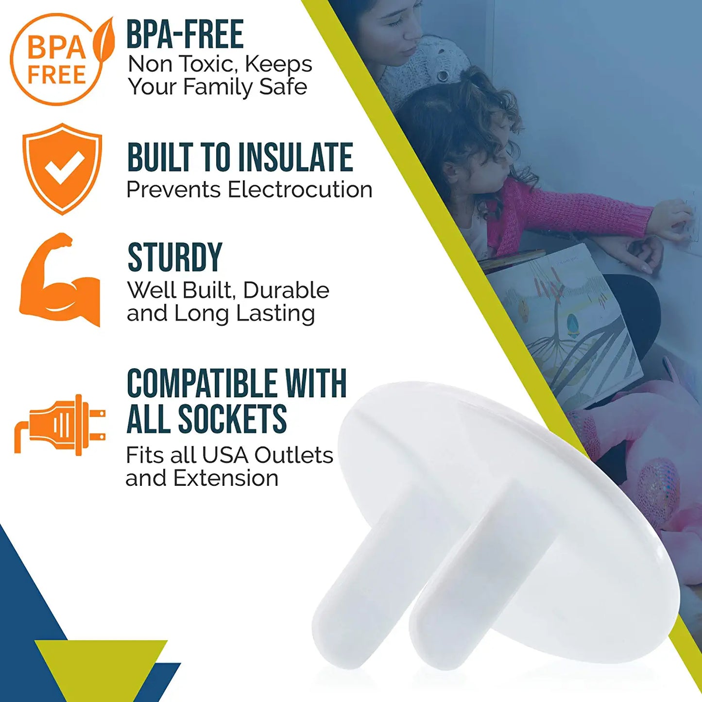 Outlet Covers Baby Proofing (50 Pack) by  | Safe & Secure Electric Plug Protectors | Sturdy Childproof Socket Covers for Home & Office | Easy Installation | Protect Toddlers & Babies | White