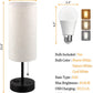 USB Bedside Table Lamp, 2700K 4000K 5000K Nightstand Lamp with Pull Chain, Bedside Lamp with USB Port & AC Outlet, Table Lamp for Bedroom Living Room, Bulb Included, Fabric Linen Lamp Shade