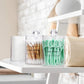 4 Pcs, 10 OZ Qtip Holder Dispenser for Cotton Ball, Cotton Swab, Cotton round Pads, Floss - Clear Plastic Apothecary Jar Set for Bathroom Canister Storage Organization, Vanity Makeup Organizer