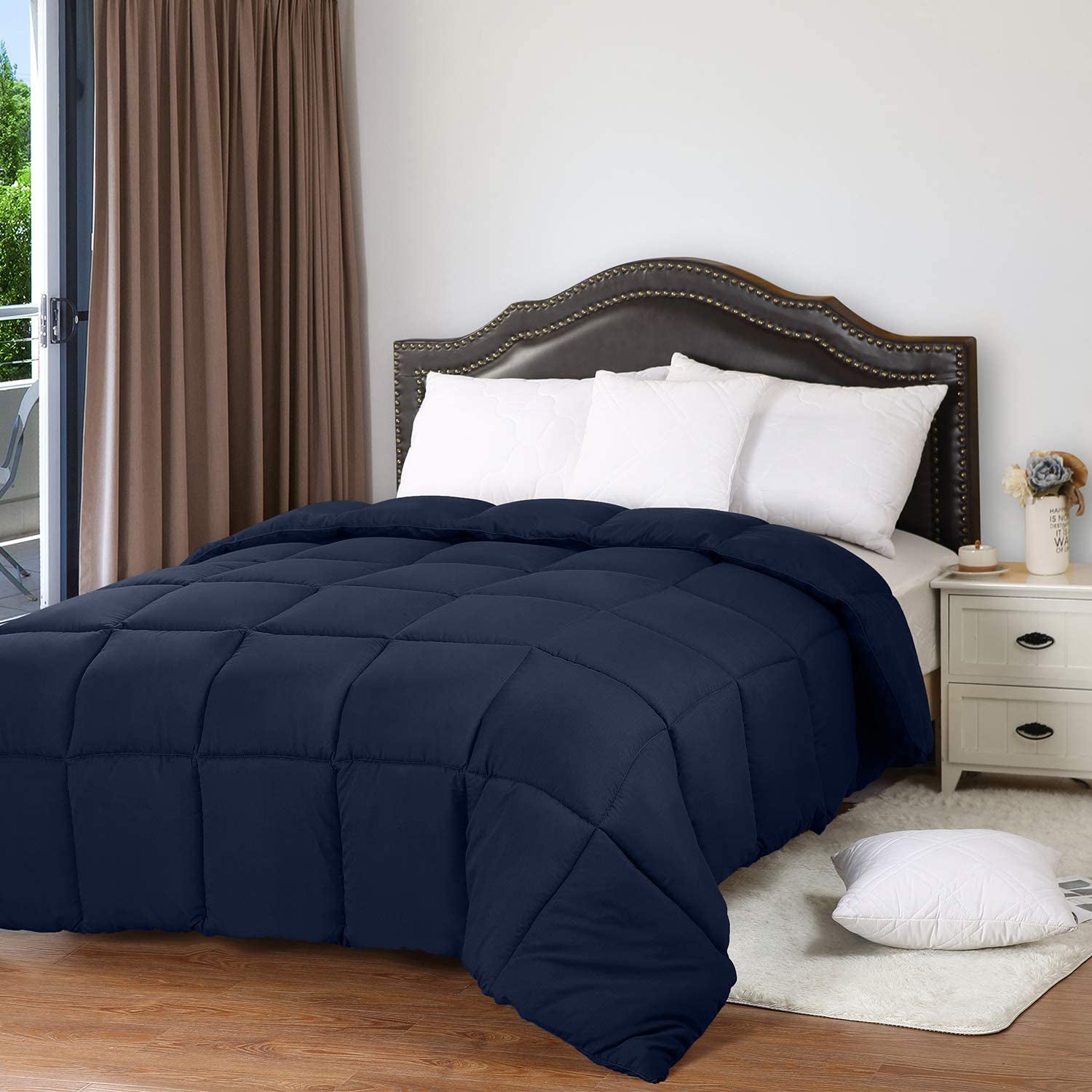 All Season 250 GSM Comforter - Soft down Alternative Comforter - Plush Siliconized Fiberfill Duvet Insert - Box Stitched (Twin/Twin XL, Navy)