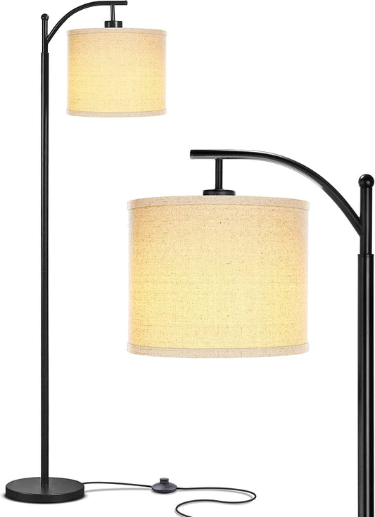 Montage LED Floor Lamp – Modern Floor Lamp for Living Rooms & Office, Tall Lamp with Arc Hanging Shade – Standing Lamp for Bedroom Reading, Mid-Century Pole Lamp for Farmhouse Style - Black