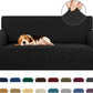 Stretch Loveseat Sofa Cover Slipcover ,Couch Covers for 2 Cushion Couch Sofa (55"-79") Furniture Protector Sofa with Elastic Bottom for Kids,Dog. Jacquard Small Checked (Medium,Black)