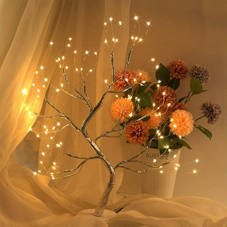 20" 108 LEDs Tabletop Bonsai Tree Light-Fairy Light Spirit Tree Lamp, Lighted Artificial Christmas Tree Light for Decoration Inside Aesthetic Room Home Bedroom Night Light Decor, USB /Battery Powered