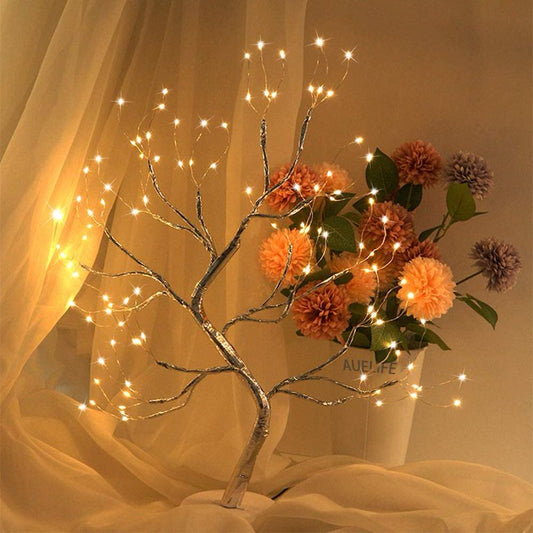 20" 108 LEDs Tabletop Bonsai Tree Light-Fairy Light Spirit Tree Lamp, Lighted Artificial Christmas Tree Light for Decoration Inside Aesthetic Room Home Bedroom Night Light Decor, USB /Battery Powered