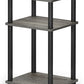 Just 3-Tier Turn-N-Tube End Table / Side Table / Night Stand / Bedside Table with Plastic Poles, 1-Pack, French Oak Grey/Black