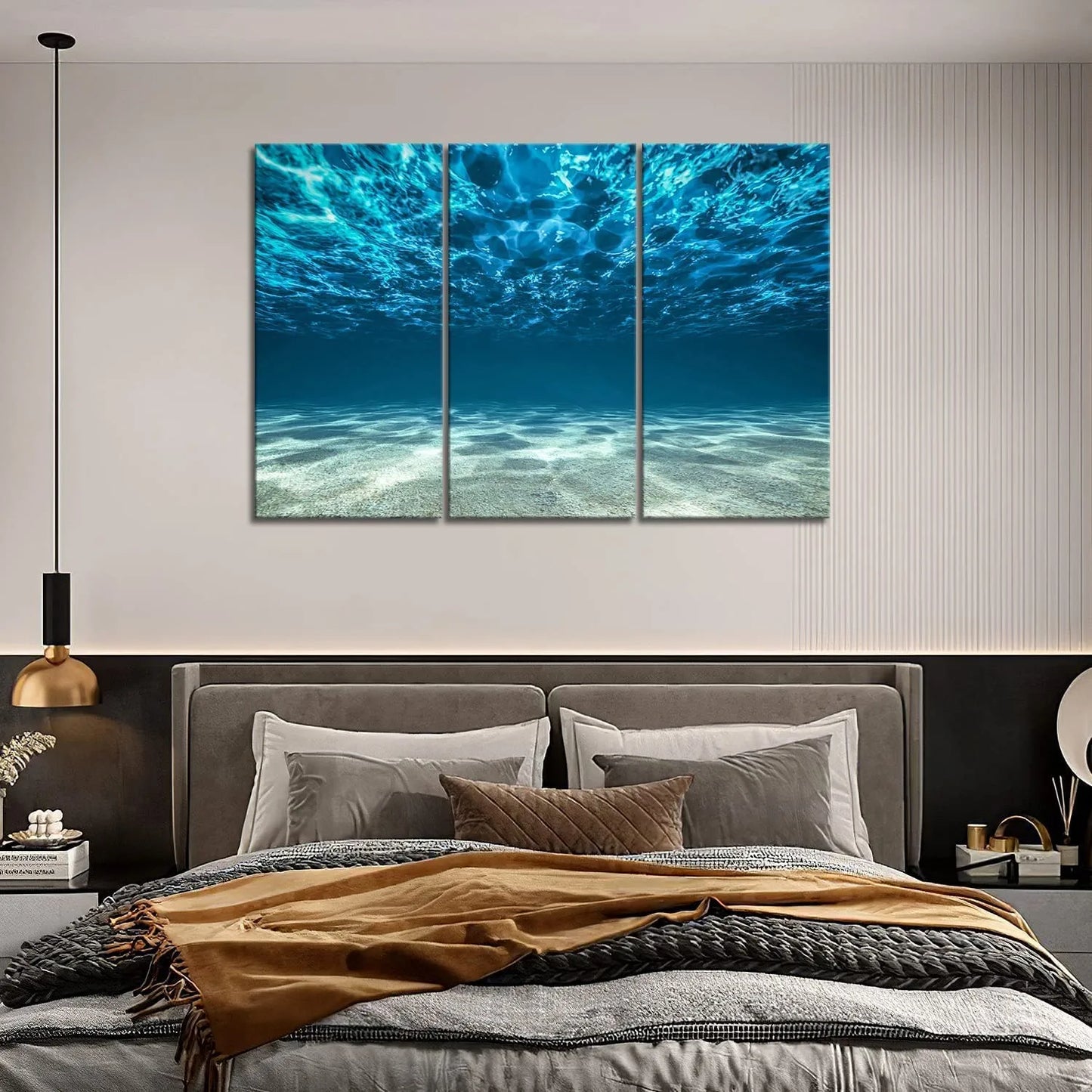 3 Panel Blue Ocean Sea Wall Art Painting on Canvas the Pictures Modern Artwork for Office Home Decor