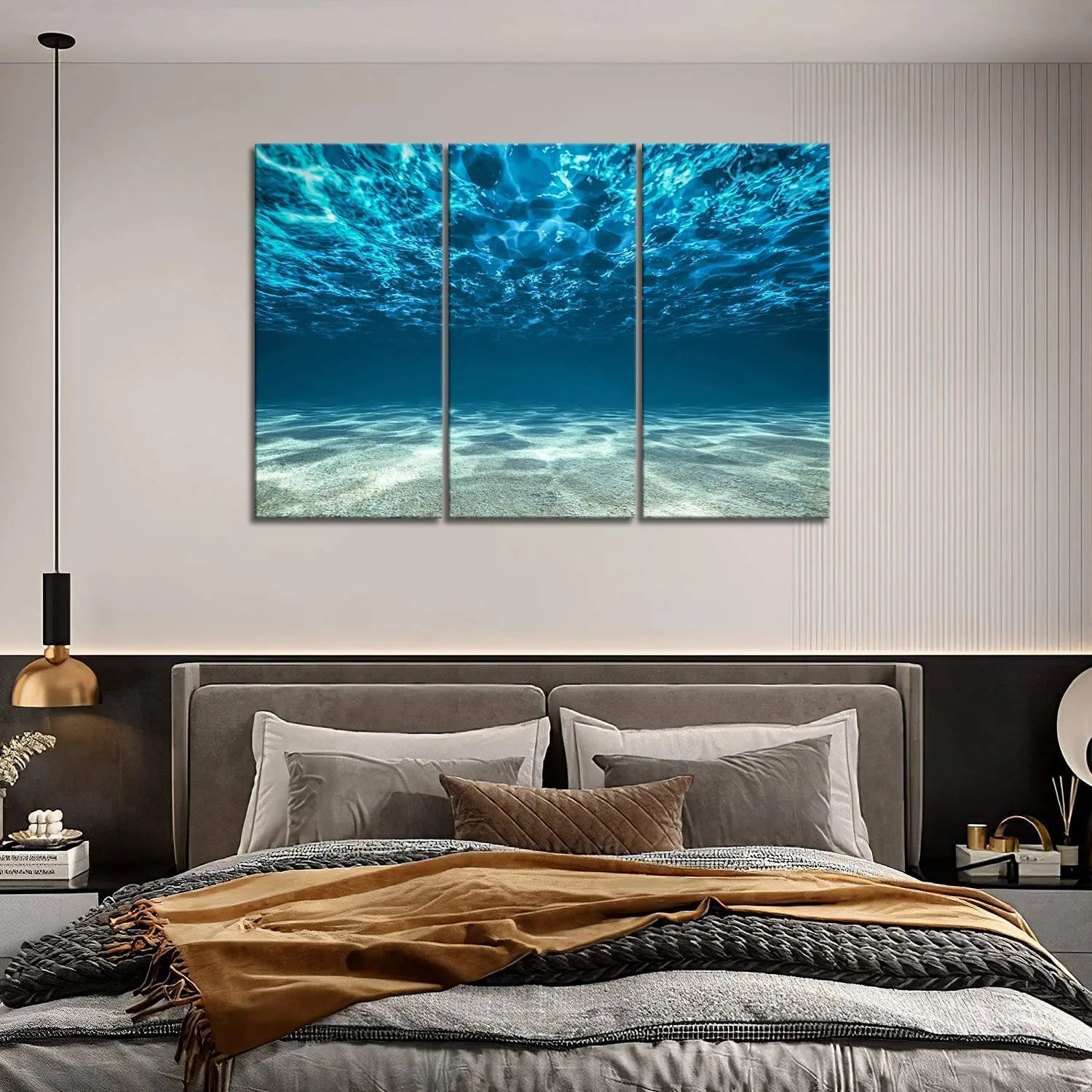3 Panel Blue Ocean Sea Wall Art Painting on Canvas the Pictures Modern Artwork for Office Home Decor