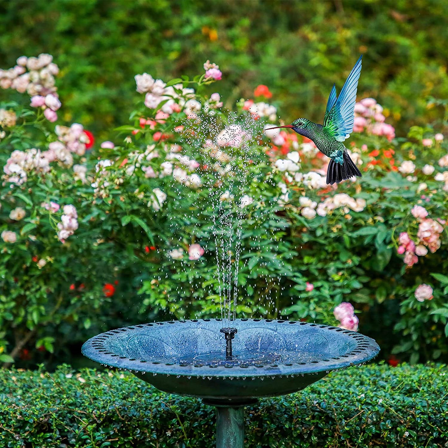2.5W Solar Bird Bath Fountain Pump, Solar Fountain Pump for Bird Bath with 6 Nozzles, 6.7" Solar Powered Water Fountain Pump for Garden, Ponds, Pool, Fish Tank, Outdoor and Aquarium