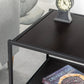 Zinus Dane 20” Black Frame Side Table, Red black wood grain
