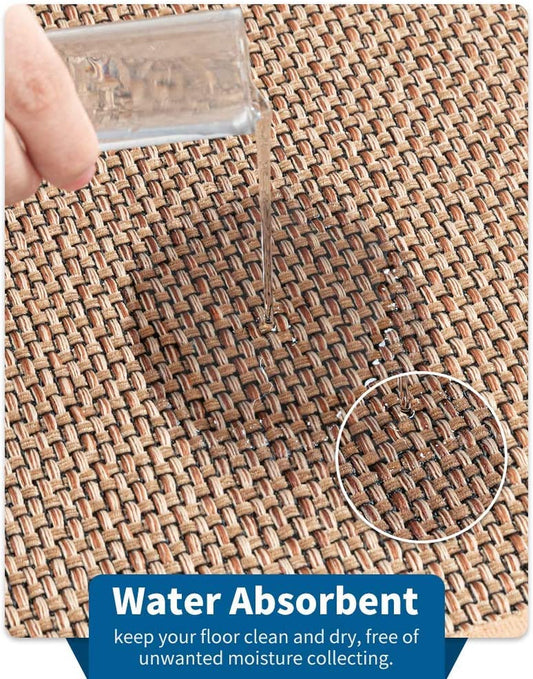 Kitchen Rugs and Mats Washable [2 PCS] Non-Skid Natural Rubber Kitchen Mats for Floor Runner Rugs Set for Kitchen Floor Front of Sink, Hallway, Laundry Room 17"X30"+17"X47" (Oats)