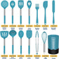 Silicone Cooking Utensil Set,  Non-Stick Kitchen Utensil 24 Pcs Cooking Utensils Set, Heat Resistant Cookware, Silicone Kitchen Tools Gift with Stainless Steel Handle (Blue-24Pcs）