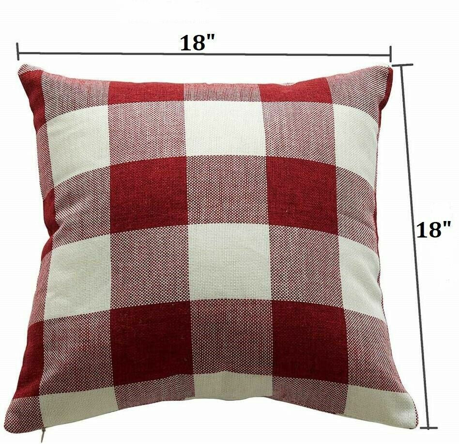 Set of 4 Farmhouse Buffalo Checker Plaid Throw Pillow Covers Size 18" X 18"