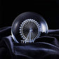 Crystal 2.4 Inch (60Mm) Carving Ferris Wheel Crystal Ball with Sliver-Plated Flowering Stand,Fengshui Glass Ball Home Decoration