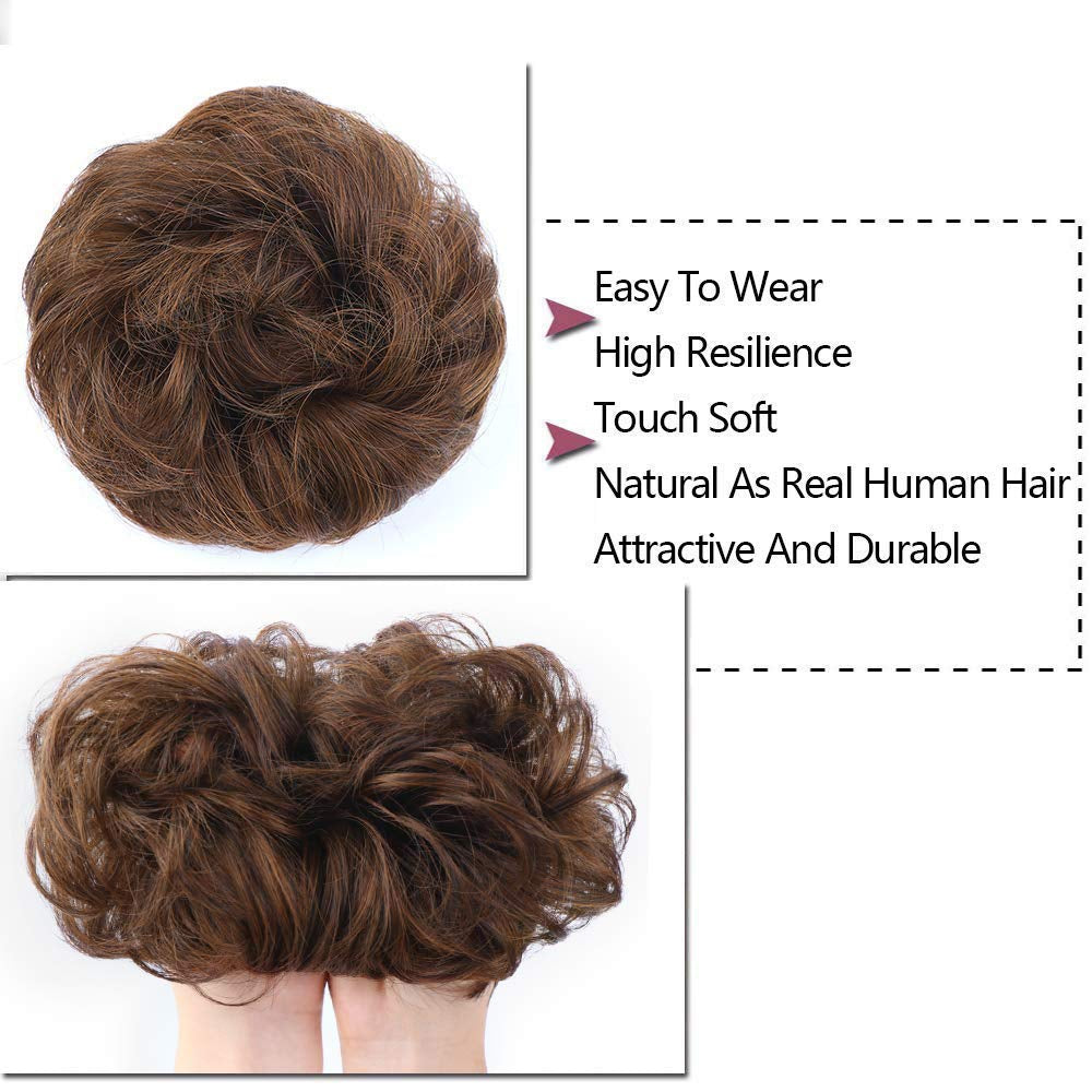 1PCS Messy Hair Bun Hair Scrunchies Extension Curly Wavy Messy Synthetic Chignon for Women Updo Hairpiece