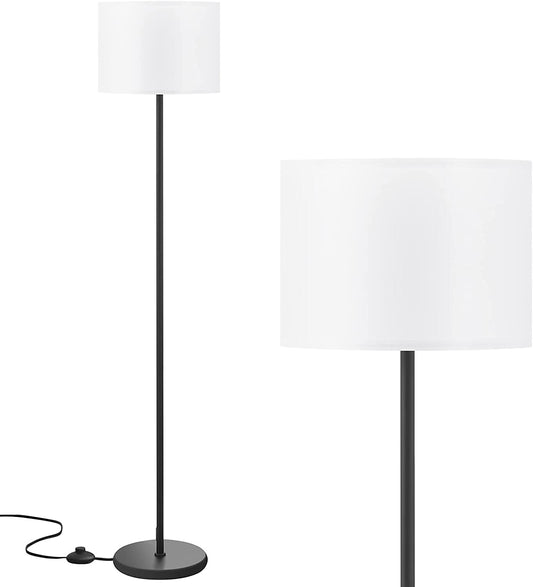 LED Floor Lamp Simple Design, Modern Floor Lamp with Shade, Tall Lamps for Living Room Bedroom Office Dining Room Kitchen, Black Pole Lamp with Foot Switch(Without Bulb)