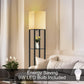 Column Floor Lamp with Shelves, Modern Shelf Floor Lamp with 9W LED Bulb, 3 Tier Storage Display Standing Reading Lamp Narrow Corner Nightstand Light for Bedroom Living Room, Black