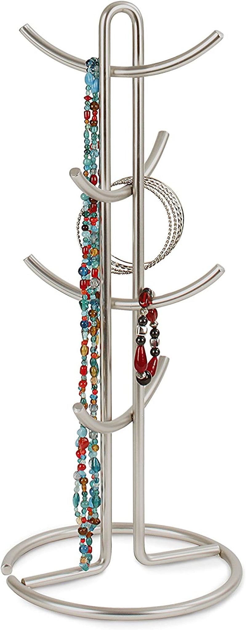 Euro Large 8 Holder, Mug Tree, Mugs & Tea Cup Storage Rack, Coffee Counter Bar Accessory & Kitchen Countertop Organizer, Satin Nickel