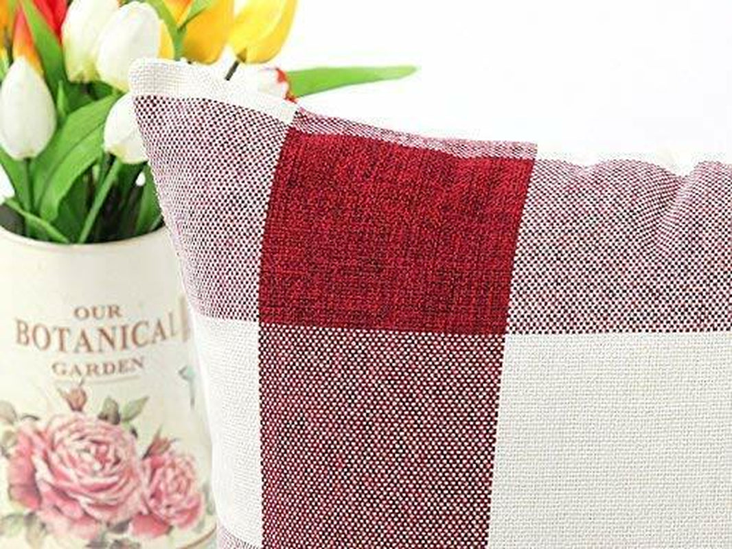 Set of 4 Farmhouse Buffalo Checker Plaid Throw Pillow Covers Size 18" X 18"
