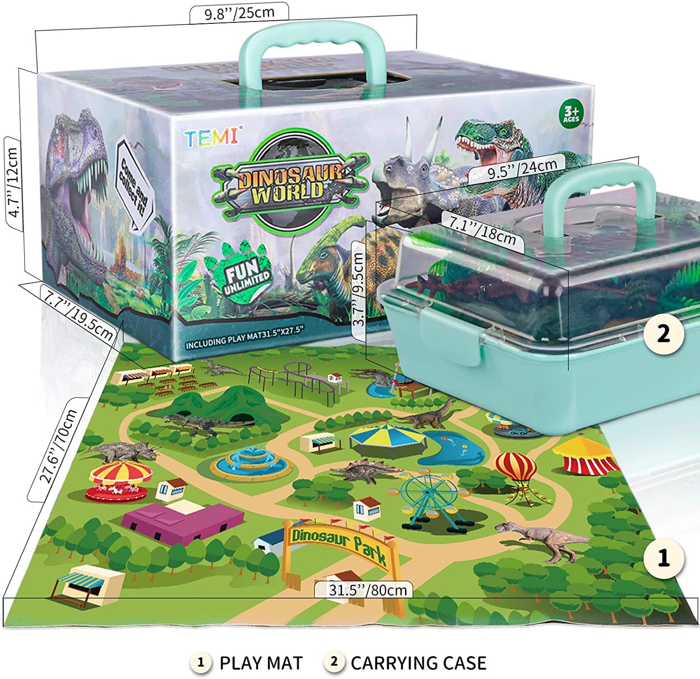 Dinosaur Toys for Kids 3-5 with Activity Play Mat & Trees, Realistic Jurassic Dinosaur Play Set to Create a Dino World Including T-Rex, Triceratops, Velociraptor, Great Gift for Boys & Girls