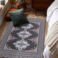 Persian Tribal Throw Rugs with Non-Slip Pad, Aztec Ethnic African Oriental Small Cotton Area Rug 2X3, Distressed Kilim Rug Floor Carpet for Kitchen Bathroom Washable (Charcoal Grey, 2X3)
