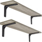 Long Wall Shelves, 31.5 Inch Wall Mounted Shelves Set of 2, Easy-To-Install, Wall Storage Ledges with Sturdy Metal Brackets for Living Room, Bathroom, Bedroom, Kitchen, Grey Wash