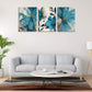 Flowers Poster Prints Wall Art Retro Abstract Floral Canvas Picture Wall Decor Painting Modern Artwork Wall Decoration for Bedroom Living Room Framed 12 X 16 X 3 Pieces, 12 X 16 Inch, Blue