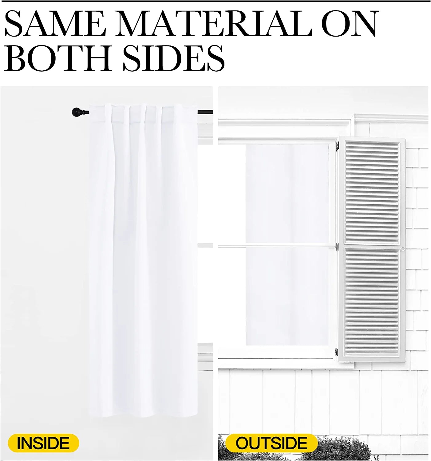 Living Room Curtain Drapes - (White Color) W70 X L95, Set of 2, Window Treatment Drapery Panels