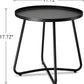 Outdoor Side Tables, Weather Resistant Steel Patio Side Table, Small round Outdoor End Table Metal Side Table for Patio Yard Balcony Garden Bedside Black