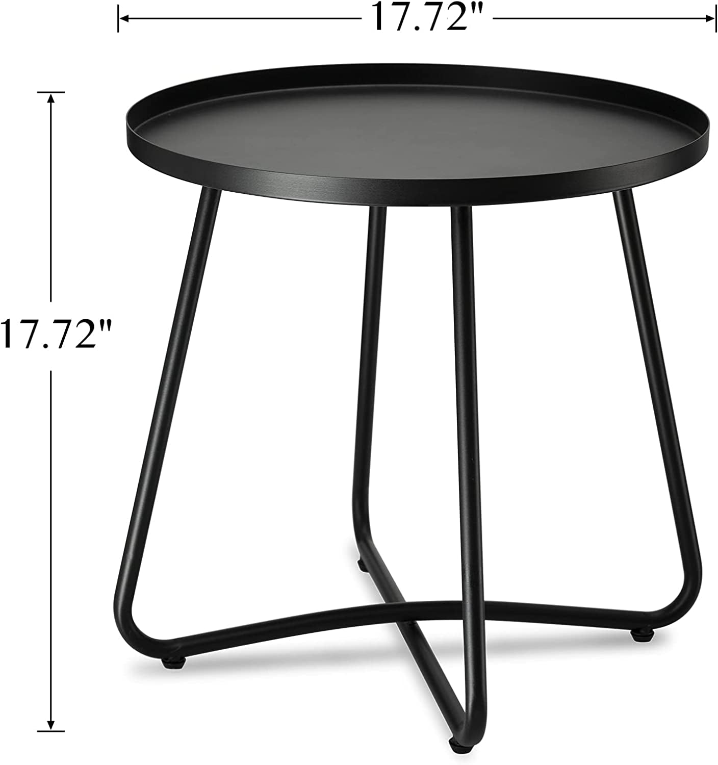 Outdoor Side Tables, Weather Resistant Steel Patio Side Table, Small round Outdoor End Table Metal Side Table for Patio Yard Balcony Garden Bedside Black
