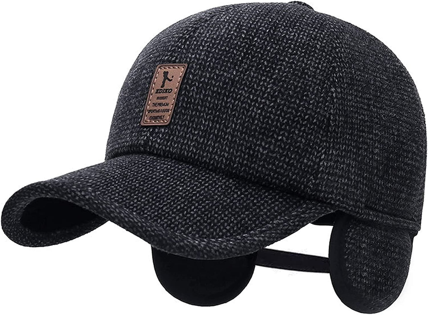 Winter for Men Outdoor Hat, Adjustable Warm Sport Golf Baseball Cap Hats Dad Caps Earflaps Thicken 55-60CM
