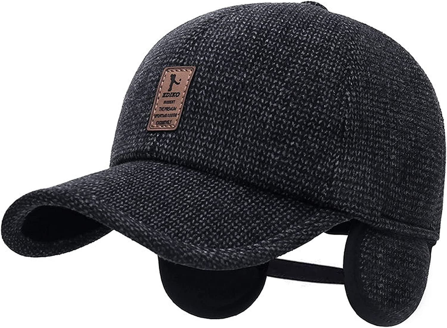 Winter for Men Outdoor Hat, Adjustable Warm Sport Golf Baseball Cap Hats Dad Caps Earflaps Thicken 55-60CM
