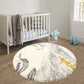 round Area Rugs 3' Diameter Modern Abstract Beige Marble Throw Rugs Super Soft Velvet Non-Slip Chic Distressed Accent Floor Carpet for Bedroom Living Room Nursery Decor