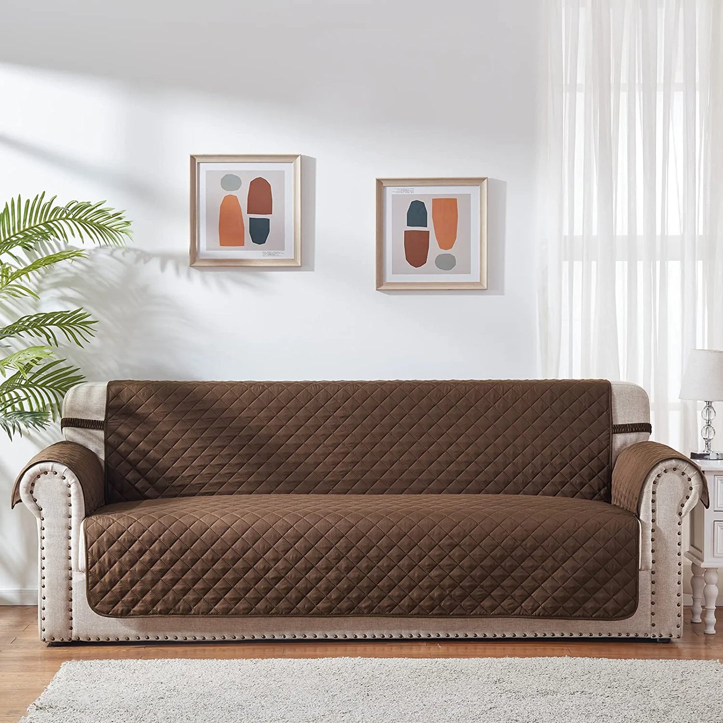 RHF Reversible Sofa Cover, Couch Covers for Dogs, Couch Covers for 3 Cushion Couch, Couch Covers for Sofa, Couch Cover, Sofa Covers for Living Room,Sofa Slipcover,Couch Protector(Sofa:Chocolate/Beige)