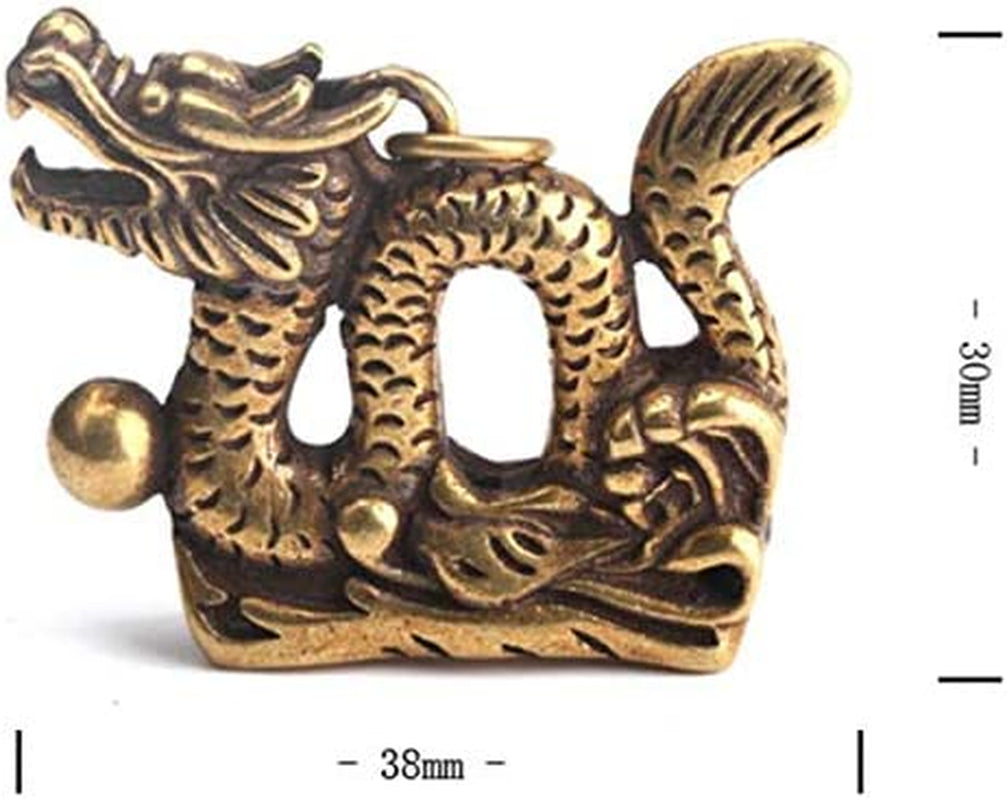 1.5Inch Fengshui Good Luck Chinese Antiques Collectible Pure Bronze Brass God Folk Exorcise Evil Chinese Zodiac Dragon Amulet Pendant Figurine Wealth Lucky Figurine Gift & Home Decor