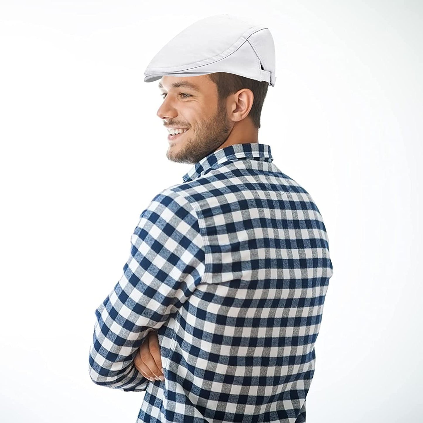 2 Pack Newsboy Hats for Men Flat Cap Cotton Adjustable Breathable Irish Cabbie Ivy Driving Gatsby Hunting Hat