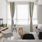 Bedroom Curtains Absolute Heat Insulation Chenille Vertical Striped Color Window Curtains Living Room Buttonhole Curtains Single Panel (W52Xl84, Blue)