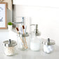 Amolliar Mason Jar Bathroom Accessories Set(4 Pack) - Lotion Soap Dispenser&Qtip Holder Set&Toothbrush Holder-Rustic Farmhouse Decor Apothecary Jar Bathroom Countertop,Vanity Organize (Brushed Nickel)