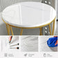 Faux Marble Side Table X-Shape Round End Table Modern Small Accent Home Decor for Living Room Black/White