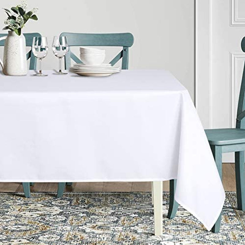 Rectangle Tablecloth - 60 X 102 Inch - Stain and Wrinkle Resistant Washable Polyester Table Cloth, Decorative Fabric Table Cover for Dining Table, Buffet Parties and Camping, White