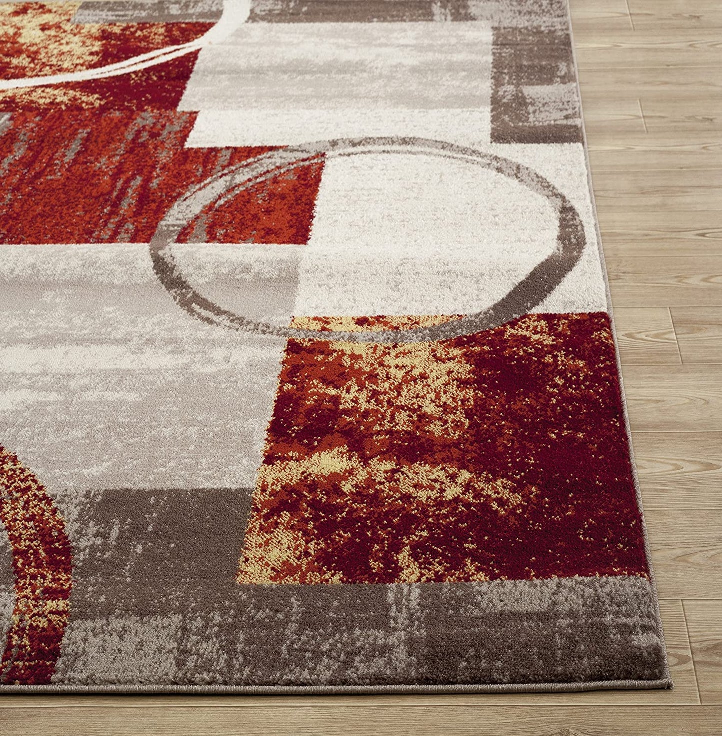 Contemporary Abstract Circle Design Multi Soft 5'3" X 7'3" Indoor Area Rug