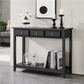 3-Drawer Wooden Console Table Entryway Table with Storage Shelf Pine Wood Legs, Black